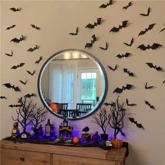 Halloween Decoration, 60PCS Bat Stickers - Picture 6 of 7